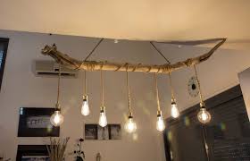 Lustre En Bois Flottes 5 Ampoules Vintage Lustre En Bois Flotte Lustre Bois Luminaire Bois