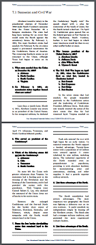 secession and civil war reading with questions student handouts