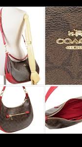 Black And Brown Coach Purse Coach Brown True Red Signature Harley East West Hobo Handbag F38267 Nwt 376 Coach Hobo Hobo Black And Brown East West