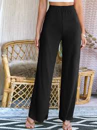 The 90's pinch waist jeans. Shein Elastic Waist Rib Knit Wide Leg Pants Shein Eur