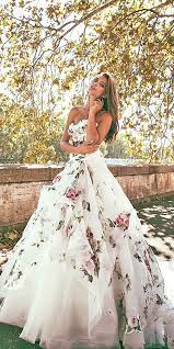 27 Ultra Pretty Floral Wedding Dresses For Brides Nontraditional Wedding Dress Colored Wedding Dresses Floral Wedding Dress
