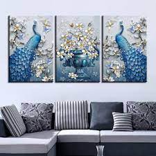 Fruitesborras 100 peacock living room decor images the within peacock bedroom. Peacock Flower Set Wall Art Pattern Peacock Style Modern Material Canvas Available Framed A Peacock Wall Art Living Room Canvas Painting Peacock Wall Decor