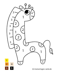 Malen nach zahlen bietet für kinder altersgerechte motive, welche ihr kind fördern ohne es zu überfordern. Malen Nach Zahlen Giraffe Kostenlose Ausmalbilder
