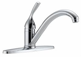 delta chrome, low arc, kitchen sink