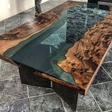 Glass River And Lake Tables Our Next Glass Table Will Be On Display Yychomeshows Glass Rivertable Craftsm Resin Furniture Glass Table Beautiful Flooring