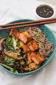 Miso Tofu Noodle Bowls With Bok Choy And Mushrooms The Migoni Kitchen Recipe Tofu Noodles Miso Recipe Stuffed Mushrooms