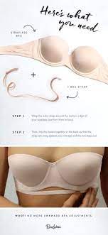 A Brilliant Trick For Keeping Your Strapless Bra In Place Bra Hacks Strapless Bra Hacks Diy Strapless Bra