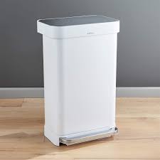 | simplehuman kitchen step trash can, secure slide lock / pet food container black. Simplehuman 45 Liter 12 Gallon White Rectangular Step Can Reviews Crate And Barrel