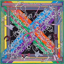La Maison Des Carres Hermes Brides Et Gris Gris Silk Twill Scarf Silk Accessories Silk Twill