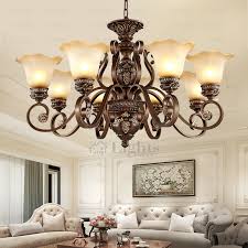 Rustic 8 Light Resin And Wrought Iron Vintage Chandelier