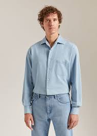 Andre Shirt In Cotton Bleached Indigo Loro Piana