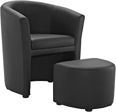 Ottomans can add storage and a footrest to chairs that do not recline. Chic Modway Divulge Faux Leather Armchair And Ottoman Set In Black Living Room Furniture Chair And Ottoman Set Leather Accent Chair Leather Chair With Ottoman