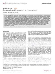 The management and prognosis of secondary lung cancer is different to that of primary. Pdf Presentation Of Lung Cancer In Primary Care