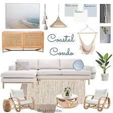 Coastal Condo My Kind Of Bliss Boho Style Hamptons Pom Pom Cane Furniture Bohemian Mood Board Beach House Interior Coastal Living Rooms Coastal Bedrooms