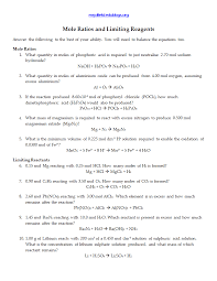 Practice Calculations Mole Ratio Limiting Reagent And Yield Docx Equations Chemistry Mole
