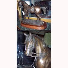 Ebros giddy up wild west cowboy rodeo with rearing horse statue in bronze electroplated resin finish with trophy base rustic western classic home deco. Bronze Horse With Saddle On Oval Wood Base Figurine