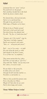 The bugler sent a call of high romance— lights out! Killed Poem By Thomas William Hodgson Crosland