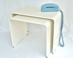 Mid Century Modern White Steel Nesting Tables Vintage 60s Etsy Metal Furniture Furniture Sheet Metal