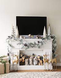 How To Decorate A Christmas Mantel With A Tv Above It Christmas Fireplace Decor Holiday Mantel Decor Christmas Mantle Decor