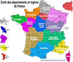 Le nom et le numéro de chaque département a été précisé en noir. Carte De France Avec Regions Et Departements