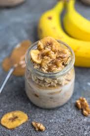 Overnight banana almond butter oats. Banana Overnight Oats Recipe Healthy Meal Prep Breakfast Idea