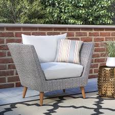 Langley Street Newbury Patio Chair With Cushions Reviews Wayfair Patio Chairs Lounge Chair Outdoor Furniture