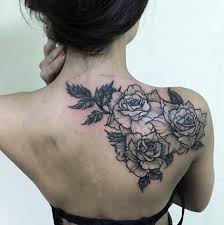 Rose tattoos are forever, they never go out of fashion and never misses to steal the attention, they are gorgeous, eternal, versatile and illustrative. Rose Back Shoulder Tattoo Back Of Shoulder Tattoo Shoulder Tattoo Flower Tattoo Back