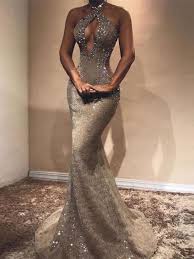 Sequins Halter Floor Length Court Evening Dress Mermaid Formal Gowns Cheap Prom Dresses Long Prom Dresses Long