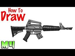 How To Draw The M4 Fortnite Youtube Drawing For Beginners Drawings Drawing Tutorial