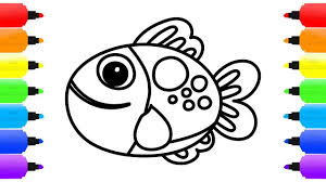 How To Draw Fish Coloring Pages For Children Learn Colors Fish Coloring Page Fish Drawings Drawn Fish