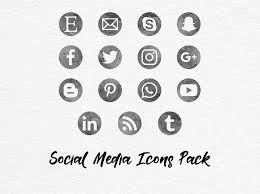 Grey Watercolor Social Media Icons By North Sea Studio On Creativemarket Social Media Icons Media Icon Facebook And Instagram Logo