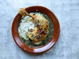 Braised Egyptian Greens With Crispy Chicken Egyptian Molokhia Molokhia Recipe African Food Egyptian Food