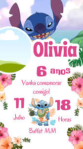 Convite Stitch Para Editar no Canva Animado e Gratis