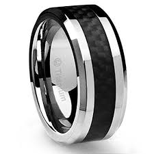 10mm Men S Titanium Ring Wedding Band Black Carbon Fiber Inlay And Beveled Edges Titanium Rings For Men Black Wedding Band Carbon Fiber Wedding Bands