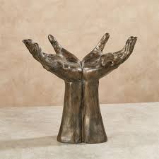 World In His Hands Table Sculpture Weathered Bronze Sculpture Hand Statue Hand Sculpture