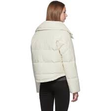 Doudoune courte matelassée summum woman. Yves Salomon Army Off White Down Leather Doudoune Jacket Yves Salomon