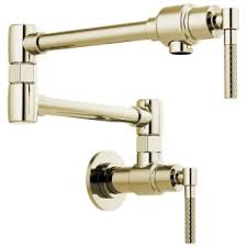 The spray wand comes free with a gentle tug, giving you complete flexibility to accomplish kitchen tasks. Brizo 62843lf Pn Brilliance Polished Nickel Litze 4 Gpm Wall Mounted Double Handle Pot Filler With Knurled Handles Limited Lifetime Warranty Faucet Com