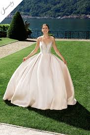 Style 44186 Mikado Ball Gown With Beaded Plunging Neckline Ball Gowns Gowns Fairy Tale Wedding Dress
