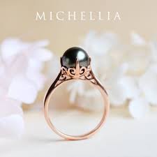 Marguerite Tahitian Pearl Engagement Ring Vintage Solitaire Black Pearl Ring Anniversary Gift For Her 14k Rose Gold 18k Gold Platinum In 2021 Black Pearl Ring Pearl Engagement Ring Vintage Tahitian Pearl