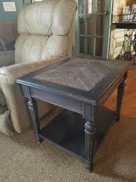 End Table Painted In General Finishes Queenstown Grey Milk Paint With Black Wax The Glass Top Was Re Glass Coffee Table Makeover Painted Table Glass Top Table