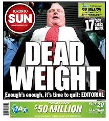 Whatever you think about the sun's political stance, you have to admit that this front page is pure genius. David Akin On Twitter The Toronto Sun Throws Its Dead Weight Overboard Friday S Front Page Http T Co 3gxwwijqsv