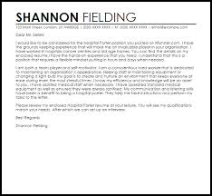 Hospital Porter Cover Letter Sample Cover Letter Templates Examples