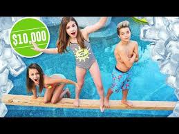 Last Kid To Fall Off Plank Into Pool Wins 10 000 Challenge Freezing Piper Rockelle Yout Children Swimming Pool Kids Swimming Swimming Pool Designs