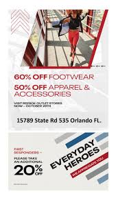 Reebok Outlet In Store Only 60 Off Footwear 50 Off Apparel Exclusions May Apply Valid Through 10 29 Reebok Outlet Orlando Fl