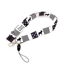French Bulldog Fabric Lanyard Neck Strap With Safety Breakaway Clip Black Stars Frenchic Fabric Lanyard Unisex Accessories Neck Strap