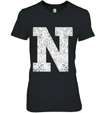 Natasha, child born at christmas; Big Distressed Capital Letter N Alphabet Initials T Shirt Name Editor Tee Cheap Us