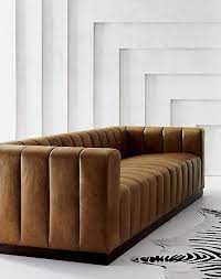Real Grandeur Cushy Channels Of Rich Saddle Colored Top Grain Leather Line The Length Of This Generous Sofa By Merme Modern Sofa Designs Deep Sofa Modern Sofa