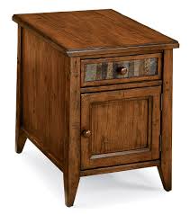 All of the sides of the bookcase are finished and the case has an open shelf design. Peters Revington Creekside Rustic Wood Chairside Table Chestnut Oak 1stopbedrooms