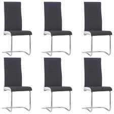 vidaxl 6x dining chairs black fabric