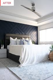 Before And After A 180 Feature Wall Transforms A Master Bedroom Feature Wall Bedroom Master Bedroom Makeover Coastal Master Bedroom